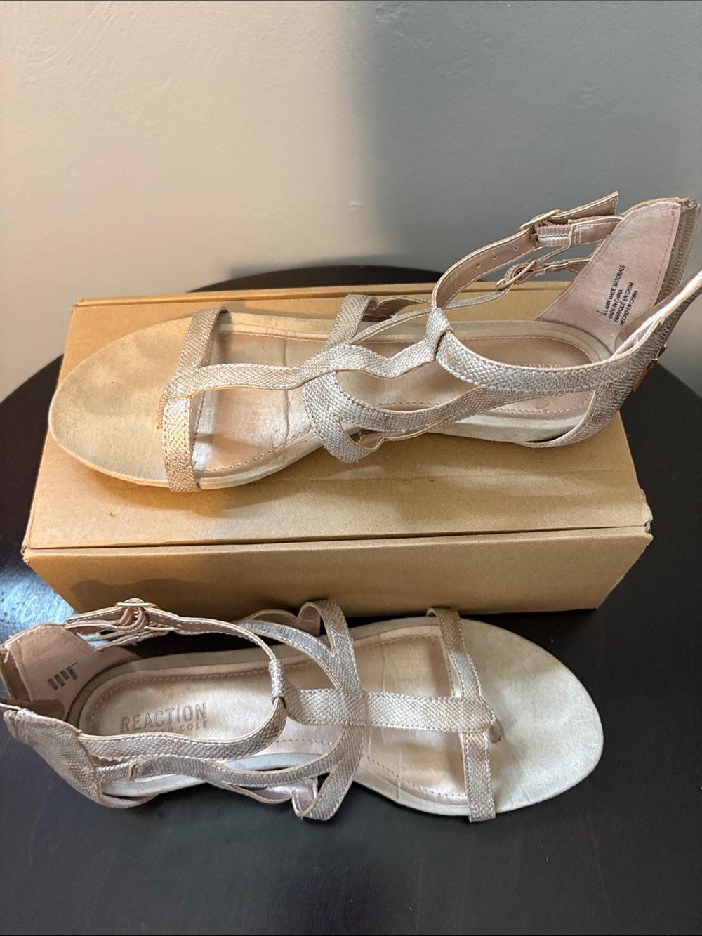 Kenneth Cole Reaction Women's Gladiator Sandals in Metallic Gold - Picture 4 of 10